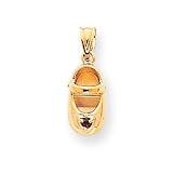 14k 3-D January Garnet Engraveable Baby Shoe Charm