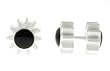 Black and White Acrylic Fake Plug - Gear Wheel Design - 16G Wire - 7/16IN (12MM) - Sold as a Pair