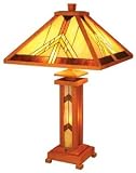 Mission Style Tiffany Table Lamp with lighted base