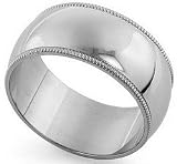 Platinum Milgrain Classic-Fit Wedding Band, 8mm Wide