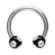 16 Gauge Black Tiffany Gem Ball Horseshoe Circular Barbell
