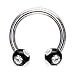 16 Gauge Black Tiffany Gem Ball Horseshoe Circular Barbell