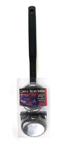 Charcoal Companion Single Head Scrubber Grill Brush with Refill - long handle