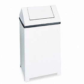 Rubbermaid FGT1940E White 29 Gallon WasteMaster Hinged Top Indoor Utility Container with Retainer Bands: Office Products