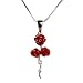 Triple Red Rose Pendant Necklace Fashion Jewelry