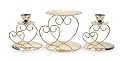 3 Piece Heart Unity Candle Holder Gold
