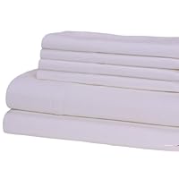 Elite Home Collection Sedona 400 Thread-Count Cotton Rich Single-Ply 6-Piece Sheet Set, King Size, White