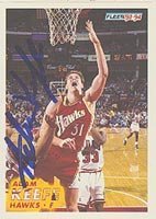 Adam Keefe, Atlanta Hawks, 1993 Fleer Autographed Card