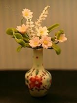 Miniature Artisan Oriental Planter with Floral Arrangement