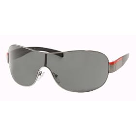 AUTHENTIC PRADA SPS 54H SPS54H 5AV-1A1 GUNMETAL FRAME GRAY LENS SHIELD SUNGLASSES SHADES