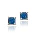 Sterling Silver 6mm Square Created Blue Opal Stud title=