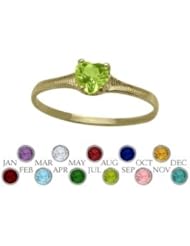 14 Karat Yellow Gold Genuine Peridot Heart Shape Gem Baby Ring