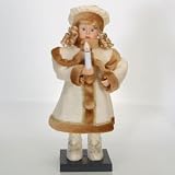 24 Animated and Lighted Ivory and Gold Girl With Candle Christmas Figure