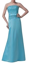Strapless Lace Satin Floor Length Evening Dress/Prom Dress 