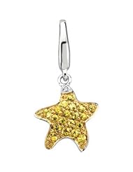 Genuine Yellow Sapphire And Diamond Starfish Charm 14K White with Rhodium 66258