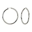 Silver Immersion 50mm Stainless Steel Hoop Earrings-4mm