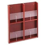Buddy Products 641-16 Up to 4-pocket wood literature display wall rack, mahogany