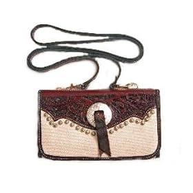 Western cowgirl LEATHER 3 fold wallet BAG purse NWT