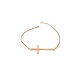 apop nyc 14k Rose Gold Vermeil Horizontal Cross Bracelet 7 inch