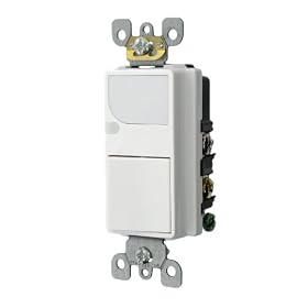 Leviton 6526-W 15-Amp 120V AC Combination Decora Switch with LED Guide Light, White