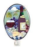 Joan Baker Designs NL436 2-3/4W by 4H Wine and Cheese Art Glass Night Light