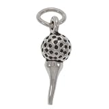 Sterling Silver Charm Golf Ball On Tee 15mm (1 Charm)