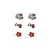 Hello Kitty Sterling Silver Red Enamel 3pc Stud Earrings Set