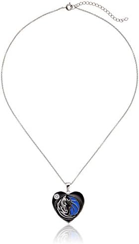 NBA Jewelry "Dallas Mavericks" Silver Plated Swarovski Crystal Heart Pendant Necklace