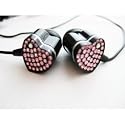Black Crystal Candy Earbuds - Earphones w/ Pink Jewels