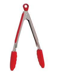 HIC Brands that Cook Stainless Steel and Red Silicone Locking Tongs, 9-Inch by HIC Brands that Cook