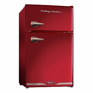 Nostalgia Electrics RRF325HNRED Retro Series 3.1-Cubic Feet Compact Refrigerator Freezer, Red Nostalgia Electrics RRF325HNRED Retro Series 3.1-Cubic Feet Compact Refrigerator Freezer, Red