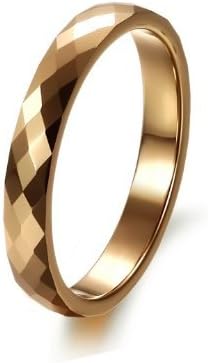 JuliesDeal Fashion Jewelry Fashion Women's Ring Rose Gold Plated Pure Tungsten Steel Rhombus Pattern Finger Band 3mm Width 3g Weight Classic Lady's Gift