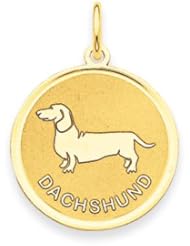 14k Gold Dachshund Disc Charm