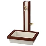 アーバン立水栓 ウッド ダークセピアセット プラグ付