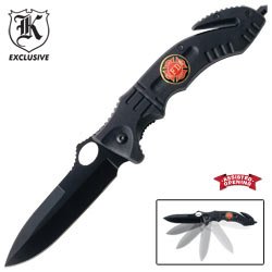 Fire Rescue Black Folding Knife