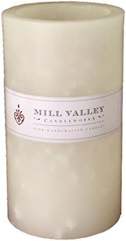 Mill Valley Candleworks Natural Round Unscented Wax Hurricane Lantern, 4-Inch by 7-Inch