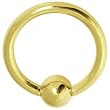 Solid 14KT Yellow Gold 16 Gauge 3/8" Captive Ball Ring 4mm Ball