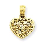 14k 3-D Diamond-cut Puffed Heart Pendant