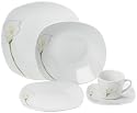 Domestic 920474 Calla Porzellan Kombiservice 30-teilig mit je 6 Tassen, Untertassen, Dessertteller,Teller tief, Teller flach