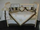 New 9pc Crib Bedding Blue Brown Set