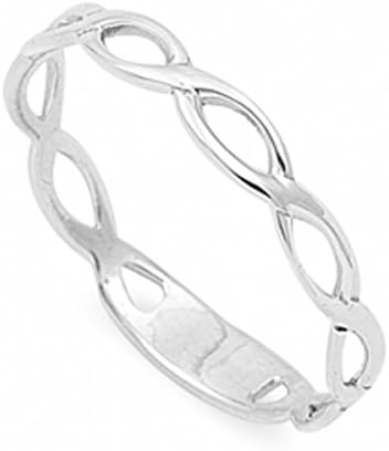 Amala's Plain Sterling Silver Twisted Eternity Band - None - 6