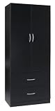 Home Source Industries RL12224 Wardrobe with 2-Door and 2-Drawer, Black