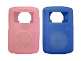 Dual Silicone Skin Set Case for 1 2 and 4 GB Sandisk Sansa Clip 1GB 2GB 4 GB - Blue & Light Pink
