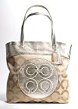 Coach 15013 Julia Op Art Perry Tote Pale Khaki Gold