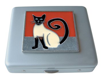 Red Sitting Kitty Mirror Pill Box