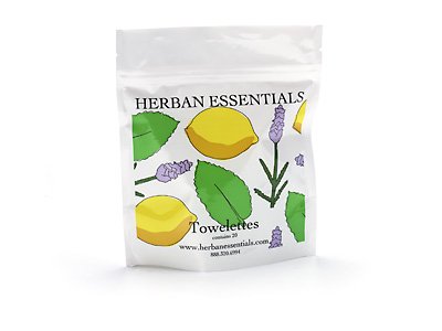 Herban Essentials Aromatherapy Towelettes- Lavender, Lemon and Peppermint Essential Oil- Mixed Pack of 20 Towelettes