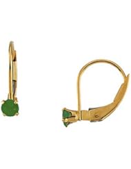 GirlS Peridot Earrings - August Birthstone - in 14kt Yellow Gold - Lever Back