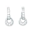 14K White Gold CZ Dangle Huggy Earrings