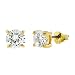 Gold over Silver CZ 0.58ct Diamond Stud Earrings
