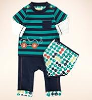 Petit Bebe Pure Cotton Mock Layer Race Car All in One with Bib